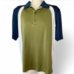 Greg Norman Collection PlayDry Olive and Navy Polo Shirt Mens M